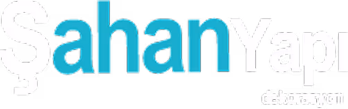 Logo with the text 'Şahan Yapı' in bold turquoise and white letters.
